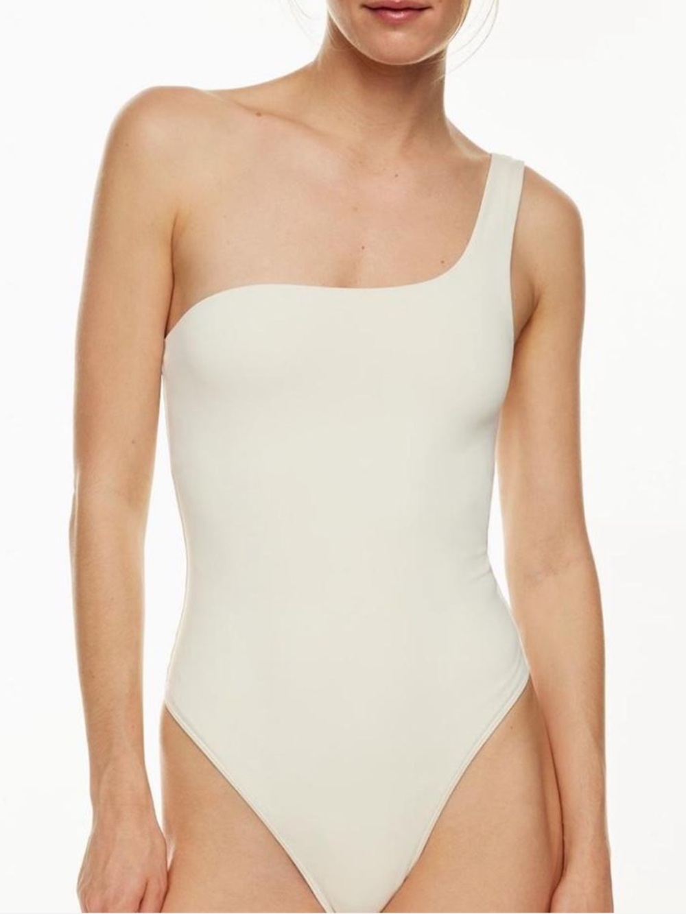Aritzia Babaton Contour One-shoulder Bodysuit - Matte Pearl- Size Medium